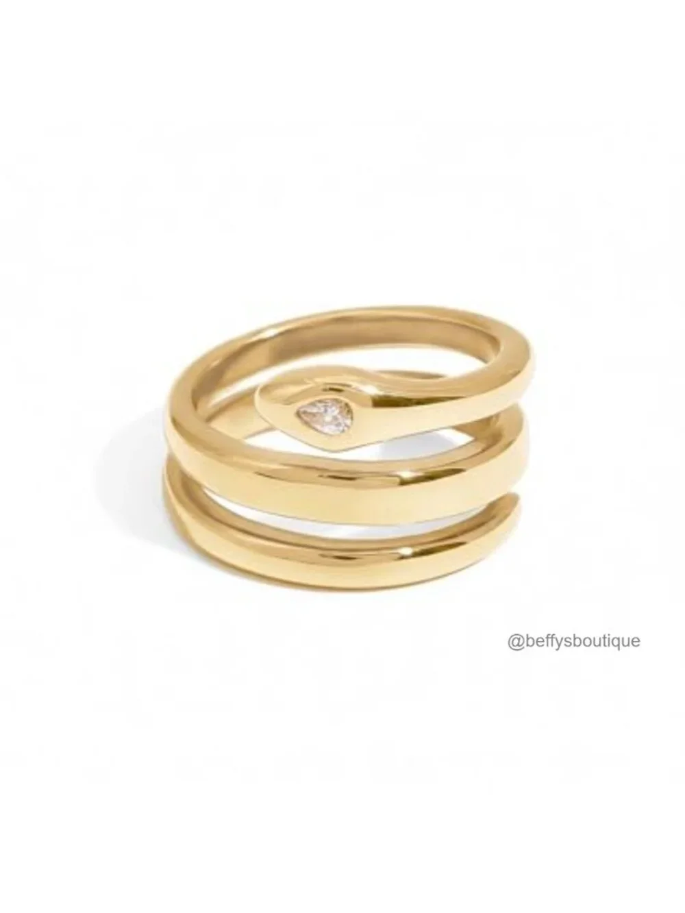 14K Gold Plated Snake Open Wrap Ring for Women, Stainless Steel Stacking Ring